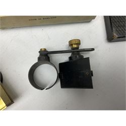 19th century brass and black japanned monocular microscope by W. Watson & Sons Ltd. 313 High Holborn, London serial no.24788 with rack and pinion focussing on tripod base H31cm; in fitted mahogany case retailed by A.H. Baird Scientific Instrument Makers Edinburgh; quantity of additional lenses and accessories; together with another similar uncased monocular microscope by W. Watson serial no.58379 (2)