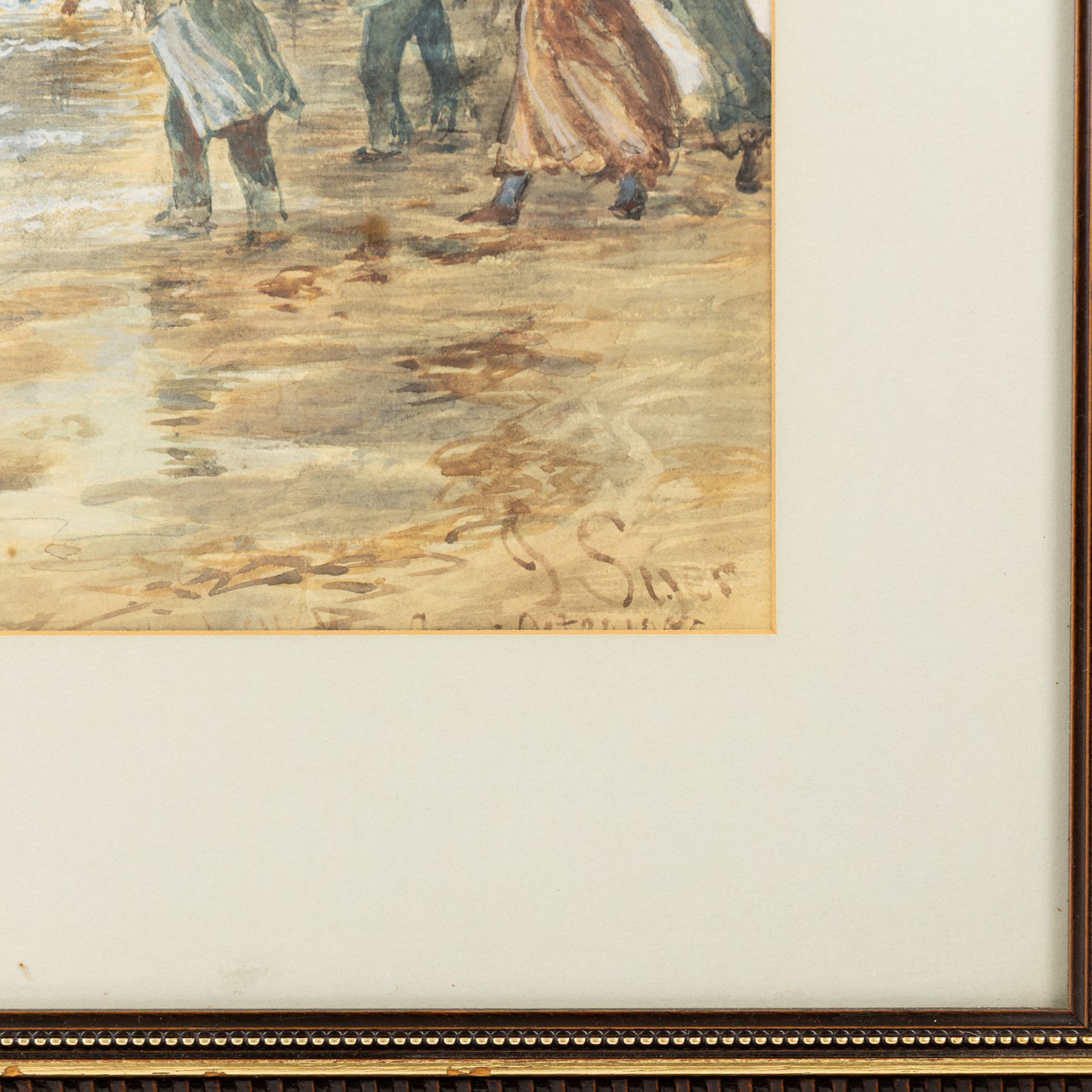 John C Syer (British 1844-1912): Rescuing a Ship at Upgang near Whitby, watercolour signed, indistinctly titled beneath the mount 46cm x 67cm