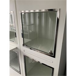Tall display cabinets with three compartments, lights and glass doors - THIS LOT IS TO BE COLLECTED BY APPOINTMENT FROM DUGGLEBY STORAGE, GREAT HILL, EASTFIELD, SCARBOROUGH, YO11 3TX