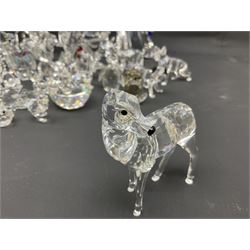 Swarovski Crystal animals, to include sheep, pigs, antelope, cockeral and hen, chicks, Pegasus, owls, giraffe, etc, together with Swarovski Crystal dancer, Isadora