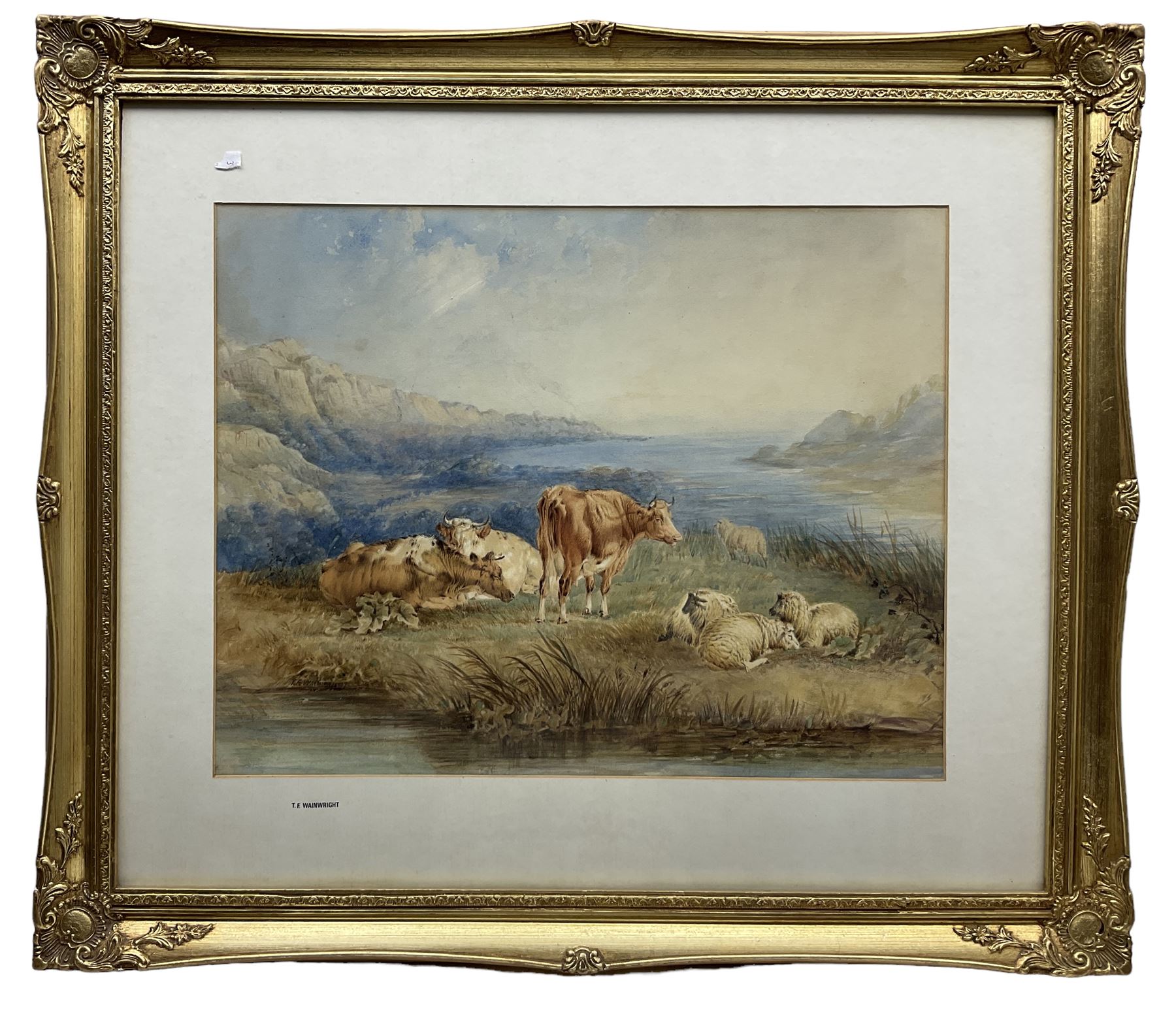 Thomas Francis Wainwright (British 1794-1883): Cattle and Sheep Resting, watercolour unsigned, attributed on mount 40cm x 51cm