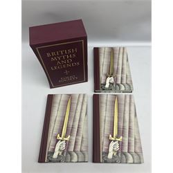 Folio Society; twelve volumes, to include three book box set Empires of Early Latin America, three book box set British Myths and Legends, two book box set The Greek Myths etc