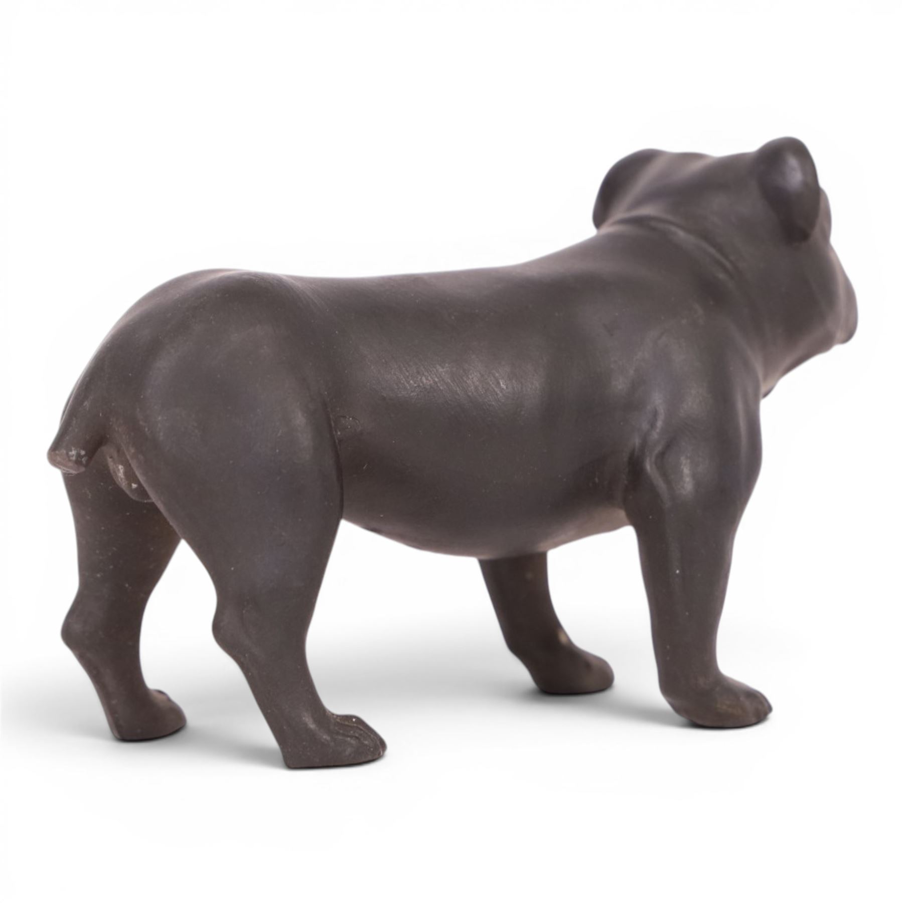 Wedgwood Black Basalt Bulldog, designed by Ernest Light, with impressed mark beneath, H7cm