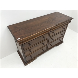  Victorian style mahogany chest, two frieze drawers above six drawers, shaped plinth base, W147cm, H91cm, D53cm  