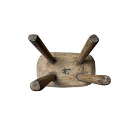 Vernacular pine miniature four legged stool, H16cm