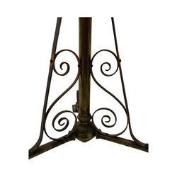 19th century brass floor standing oil lamp 