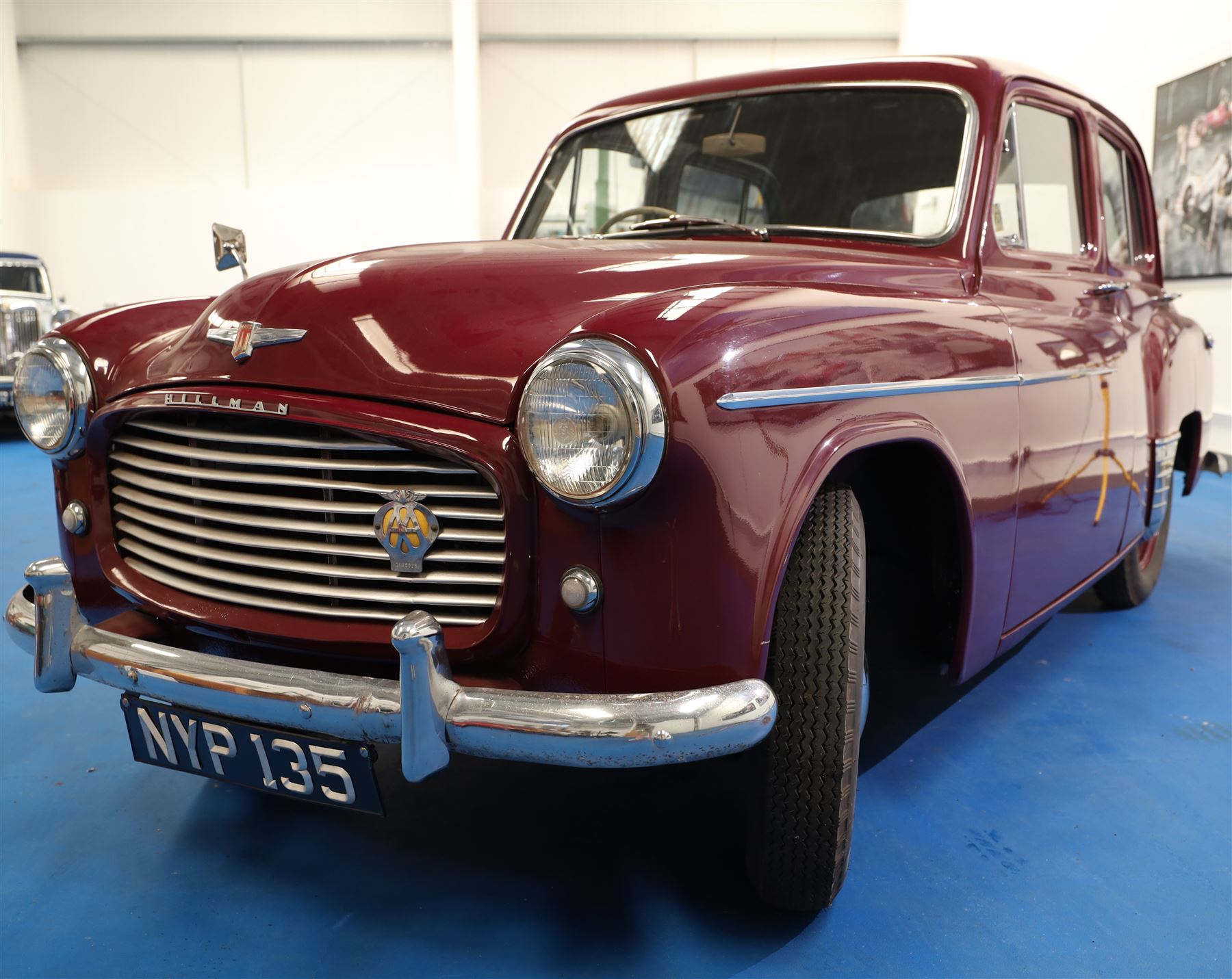 1953 Hillman Minx Saloon

Registration: NYP 135
Engine: 1,265cc petrol
Transmission: Manual, column change
Odometer reading: 37,553 miles
Colour: Maroon red
Interior: Cream
Former keepers: 3
V5C: Present
Keys: One

A 1953 Hillman Minx four-door saloon, finished in maroon red with a contrasting cream interior.

Powered by a 1,265cc petrol engine with manual column-change transmission. The Smiths speedometer displays 37,553 miles, although this mileage has not been independently verified.

The vehicle has previously been restored and presents with glossy maroon paintwork, cream bench seating and a period dashboard and steering wheel. The engine bay is painted to match the exterior and appears generally tidy. The underside has been coated or undersealed in places, with the chassis, floor sections, suspension and exhaust visible in the accompanying photographs.

At the time of cataloguing, the engine turned over but did not start.

Features

• 1,265cc petrol engine
• Manual column-change transmission
• Right-hand drive
• Four-door saloon body
• Maroon red exterior
• Cream bench-seat interior
• Smiths instrumentation
• Period dashboard controls
• Steel wheels with chrome hubcaps
• Chrome bumpers and exterior trim
• Rear-hinged bonnet
• Leaf-spring suspension

History and Documentation

• V5C registration document present
• Three former keepers recorded
• One key
• Pitman’s handbook included

Condition

The vehicle is presented in restored condition. The maroon paintwork retains a good overall gloss, with some age-related marks and imperfections visible on closer inspection.

The cream interior presents well overall, with signs of age and use to the upholstery, carpets, dashboard and controls. Some surface deterioration and pitting are visible to areas of the chrome and brightwork.

The engine bay appears tidy, although some wiring and ancillary components appear non-original or subsequently renewed. The underside has received protective coating or underseal in areas. Prospective purchasers should inspect the structure, chassis, floor, suspension and mechanical components carefully.

At the time of cataloguing, the engine turned over but did not start. The vehicle has not been mechanically inspected or road tested by the auctioneers.

Prospective purchasers should satisfy themselves as to the vehicle’s condition, specification, originality, mileage, identity and roadworthiness before bidding.

This vehicle forms part of the Estate of the Late John Sills and is offered for sale by the Executors, confirming a genuine reason for sale.
