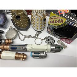 Doctor Who collectables to include ‘British Icon Dalek’ limited 50th anniversary edition in original box, collectors cookie jar, Dalek and Tardis related figures, sonic screwdrivers, small quantity of stamps, framed prints, books etc 