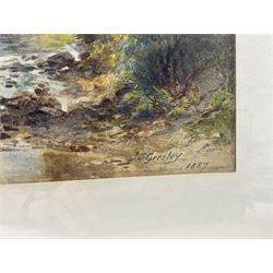 James Stephen Gresley (British 1829-1908): River Landscape, watercolour signed and dated 1887, 38cm x 55cm