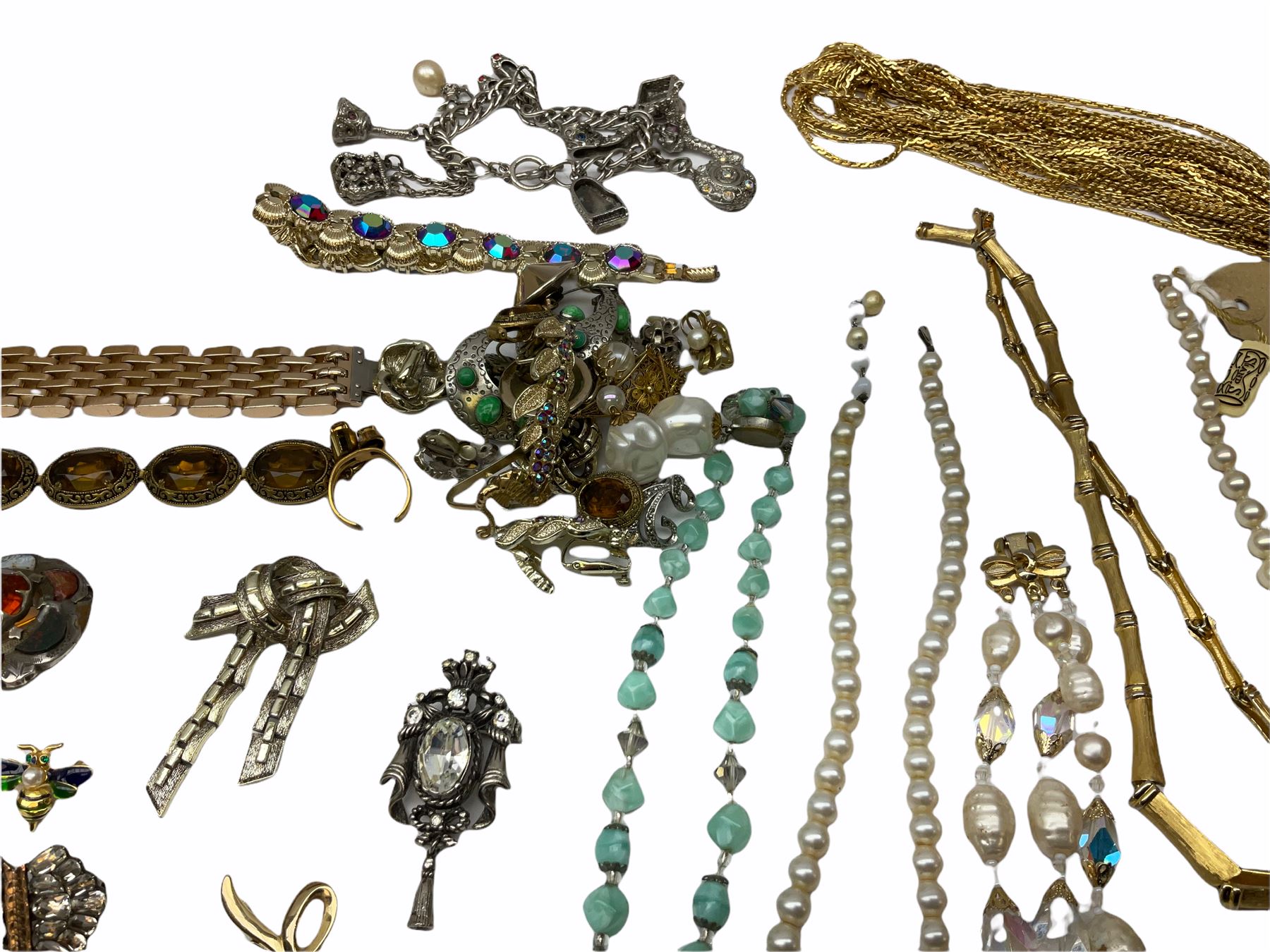 Silver cigar piercer by Dunhill, Birmingham 1958, gold garnet ring, stamped 9ct, Victorian rose gold shank hallmarked with soldered gilt cameo head and a collection of vintage and later costume jewellery