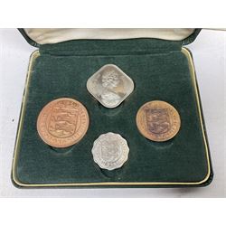 British Virgin Islands 1974 proof coin set and Guernsey 1966 four coin set, both with cases