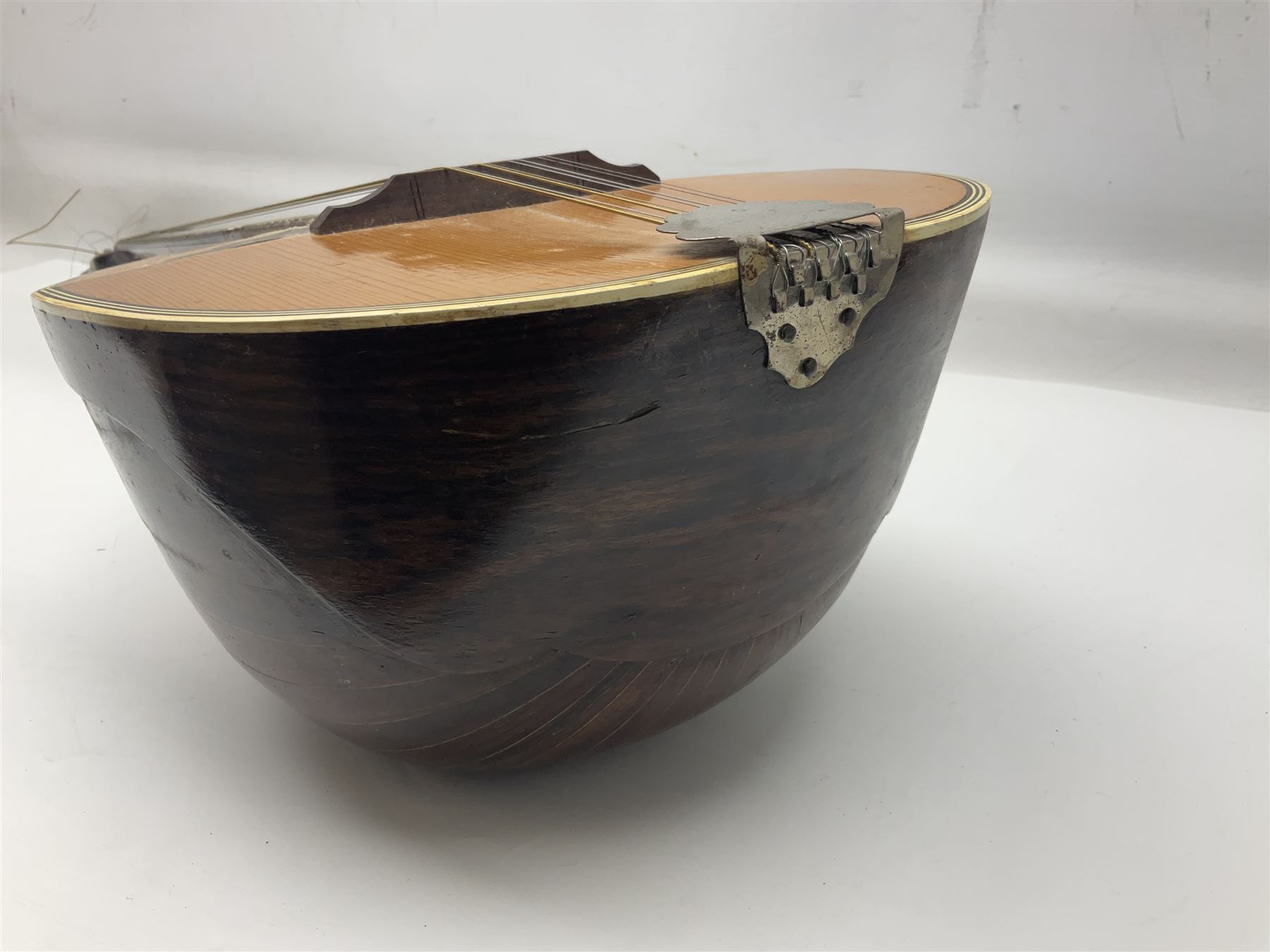 Italian bouzouki type long necked mandolin with segmented lute back and