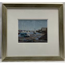 John Boyce (British 1938-): Yachts in the Harbour at Low Tide, oil on board unsigned 19cm x 24cm