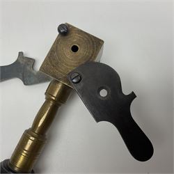 Late 19th/early 20th century brass 360 Express bullet mould for rifles, probably 360 x 2.25, with ebonised turned wooden handle L28cm