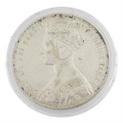 Queen Victoria 1847 Gothic crown coin, 'Undecimo' edge, cased with Westminster certificate