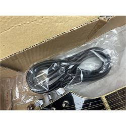 Stagg Model M50 E eight-string electro-acoustic mandolin; bears makers label L69cm; in cardboard delivery box with lead