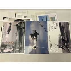 76 Squadron - small archive of photographs, signatures etc; signed copy of Conversations with a Rear gunner by Tony Winser; and collection of signatures of WW2 pilots and aircrew, some original but most facsimile/copies, including Lt. Col. W.A. Bishop VC, DSO, MC, DFC, Johnnie Johnson, Bomber Command etc