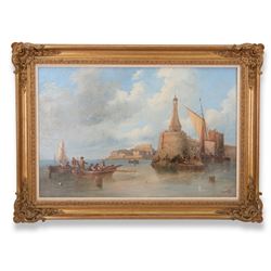 John Wilson Carmichael (British 1799-1868): Approaching the Careening Hard - St. Peter Port Guernsey, oil on canvas signed and dated 1854, 49cm x 74cm 
Provenance: private collection, purchased Martel Maides Guernsey 20th March 2013 Lot 100