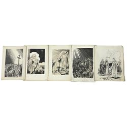 Helen Jacobs BWS (British 1888-1970): 'Jesus in Palestine', collection of five pen and ink illustrations, illustrated in Freda Collins' book of the same title pub. 1948, max 35cm x 25cm (5) (unframed)
