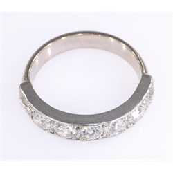  White gold brilliant cut diamond seven stone half eternity ring tested to 18ct  