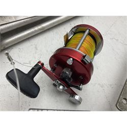 Abu Ambassadeur 7000 multiplier reel, Tenax century Ex4000 reel, fishing rods, nets and other fishing equipment 