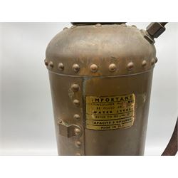 Large copper ‘Waterloo’ fire extinguisher by Read and Campbell Ltd and another Safex example 
