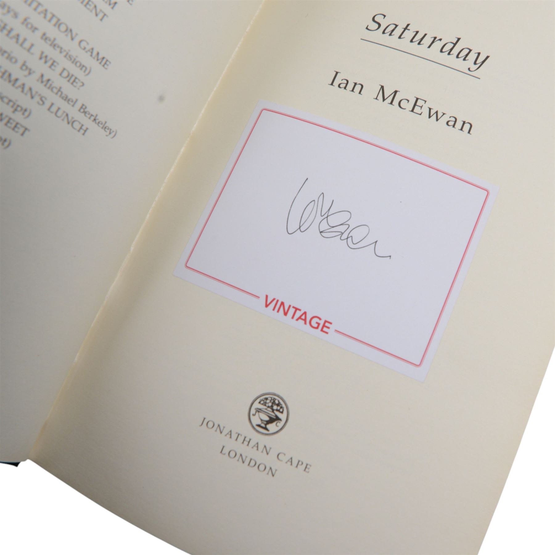 Ian McEwan signed first edition books, comprising Waterstones Edition On Chisel Beach, Solar, Atonement, Amsterdam, Saturday and Lessons