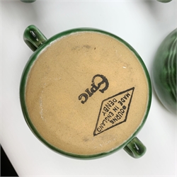 Bourne Denby Epic dinner and tea wares, to include tea pot, hot water pot, and coffee pot, large jug. a number of small twin handled jars (four with covers), milk jug, open sucrier, two tureen and covers, etc. 