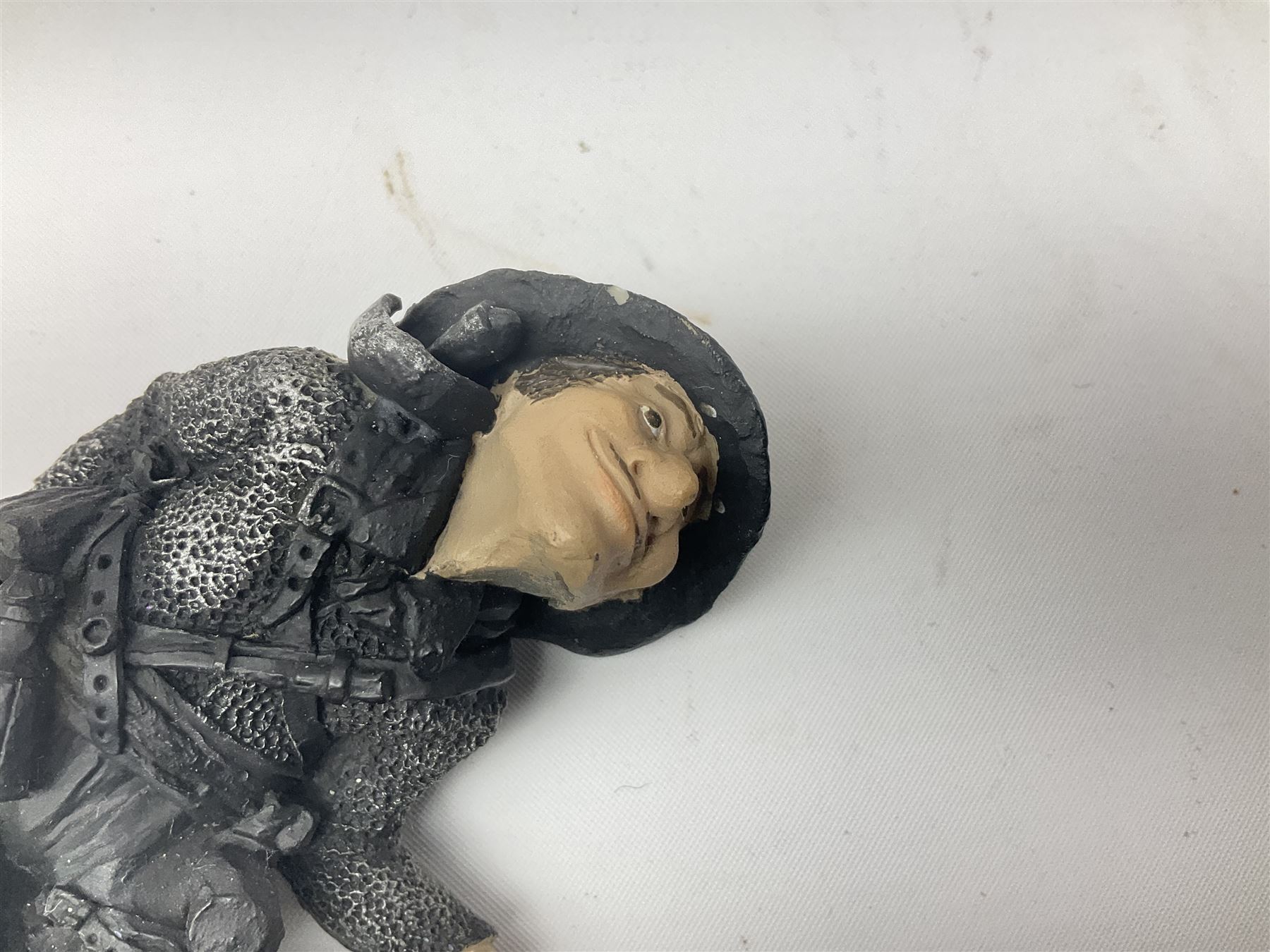 Terry Pratchett Discworld figures, comprising Roderick the hippo, DWE2, a 1995 event piece, Rincewind bookend, DW11, Death bookend, DW12, Librarians wizard knob, boxed, DW55, the luggage, boxed, DW04, tankard from the mended drum, DW21, Teppic the assassin, DW32, Greebo, DW45, Herne the hunted, DW64, Gaspode,  DW31, Quoth on skull, DW49 and Dibbler's compass DW16. 