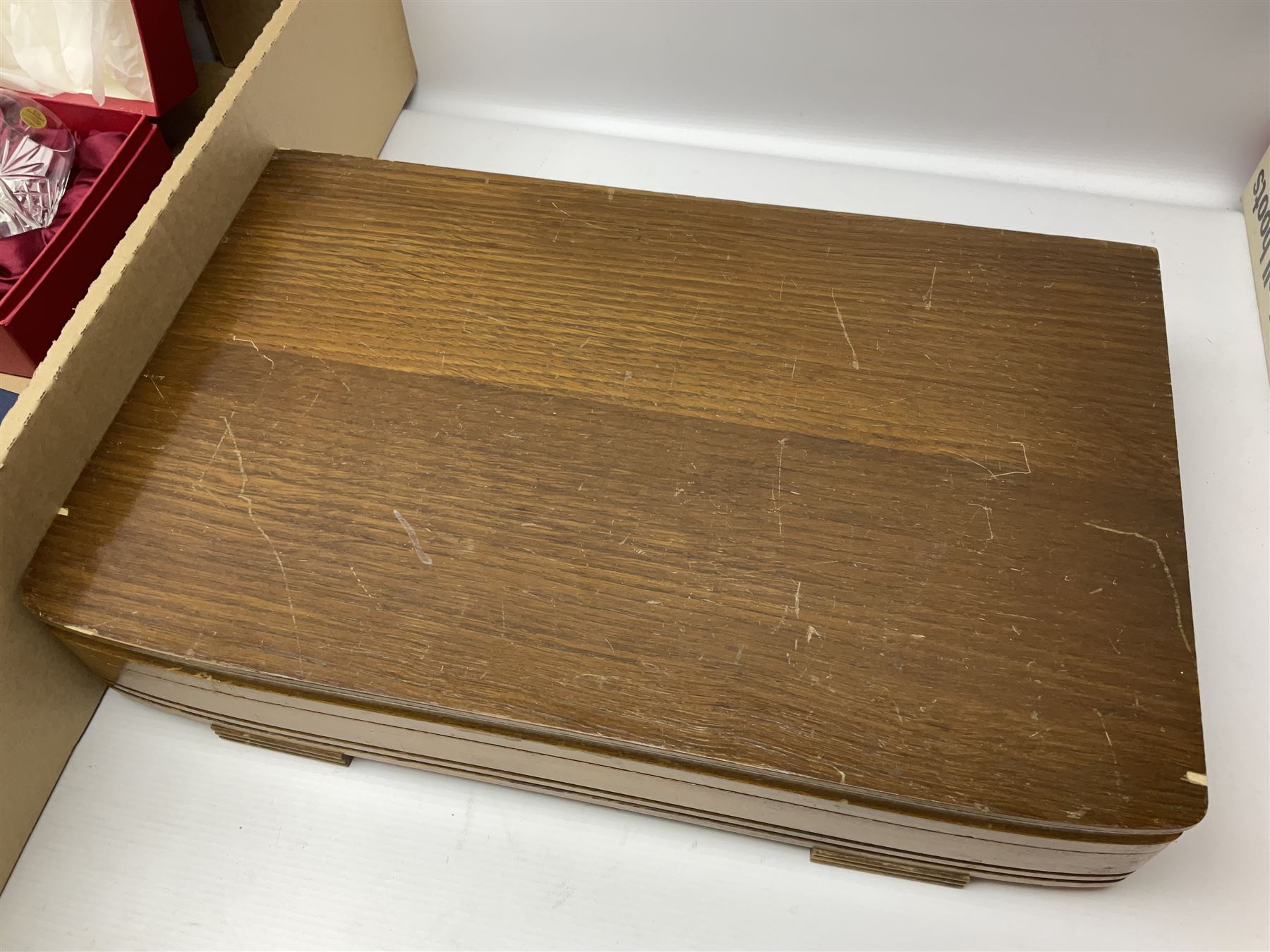 Juliana Treasure trinket, together with Stuart Crystal Redhouse Collection wine glasses, other glasses and flatware, in two boxes