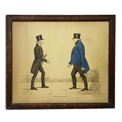 Benjamin William Crombie (British 1803-1847): 'Modern Athenians', portraits of Reverend William Muir and Walter Cook, hand-coloured engraving plate no.19 pub. Hugh Paton, Edinburgh 1841, 26cm x 32cm, with three handwritten documents pertaining to the purchase of the engraving  


Walter Cook (1777 – 1861) was an well-known and eminent figure in Edinburgh during the period. 
Provenance: From the collection of the Cook Family.