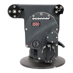 O'Connor 2560 Fluid Head serial no. C1260-2003, with accessories to include pan handle, MOY/Mitchell base plate and tie-down, 150mm bowl adapter and tie-down, quick release base plate and Arri 300mm bottom plate, in custom cut flight case 