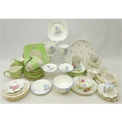  Brain & Co Foley China 21-piece tea service, seven pieces of Shelley 'Blue Iris' pattern teaware and a quantity of other Shelley and Foley china in various patterns  