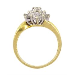 18ct gold round brilliant cut diamond cluster ring, Birmingham import mark 1996, total diamond weight approx 1.00 carat