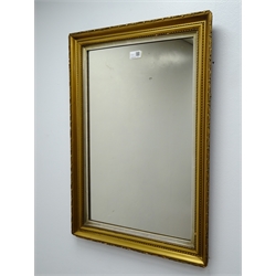  Chippendale style mahogany fret work parcel gilt wall mirror, carved Hoho bird (W45cm, H77cm) and a rectangular gilt framed mirror (W49cm, H70cm)  
