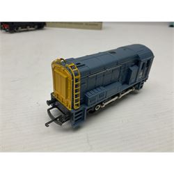 Wrenn '00' gauge - three Class 08 0-6-0 Diesel Shunting locomotives - No.7124 in LMS Black; No.D3464 in BR Blue; and No.D3783 in BR Green; all boxed with instructions (3)