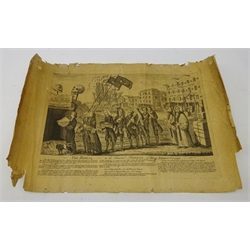  Benjamin Wilson, American: The Repeal. Or the Funeral Procession of Miss Americ-Stamp, engraving published 1766, unframed L35.9cm x 25.4cm   