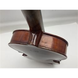 Saxony violin c1900 with 36cm two-piece maple back and ribs and spruce top; bears label 'Antonius Stradivarius Cremonensis Faciebat Anno 17**' L59cm overall; in carrying case