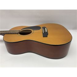 Harmony Model H6360 acoustic guitar in mahogany with spruce top, L103cm overall; and 1970s B&M (Barnes & Mullins) Concert Grande acoustic guitar, L101.5cm overall; each in hard carrying case (2)