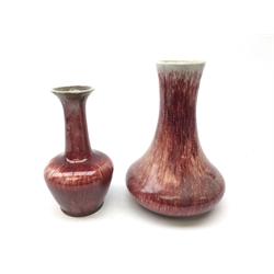  Two Cobridge stoneware Flambe glaze vases, H19cm max  