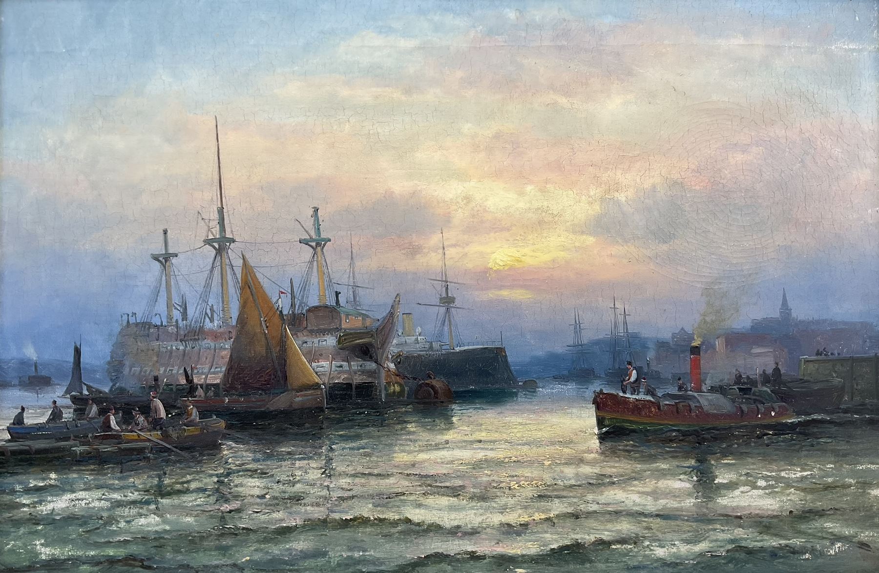 William Anslow Thornley (British fl.1858-1898): Old Prison Hulk at Sunset on the Medway, oil on canvas unsigned 40cm x 60cm 
Provenance: private collection, purchased David Duggleby Ltd 9th June 2014 Lot 194