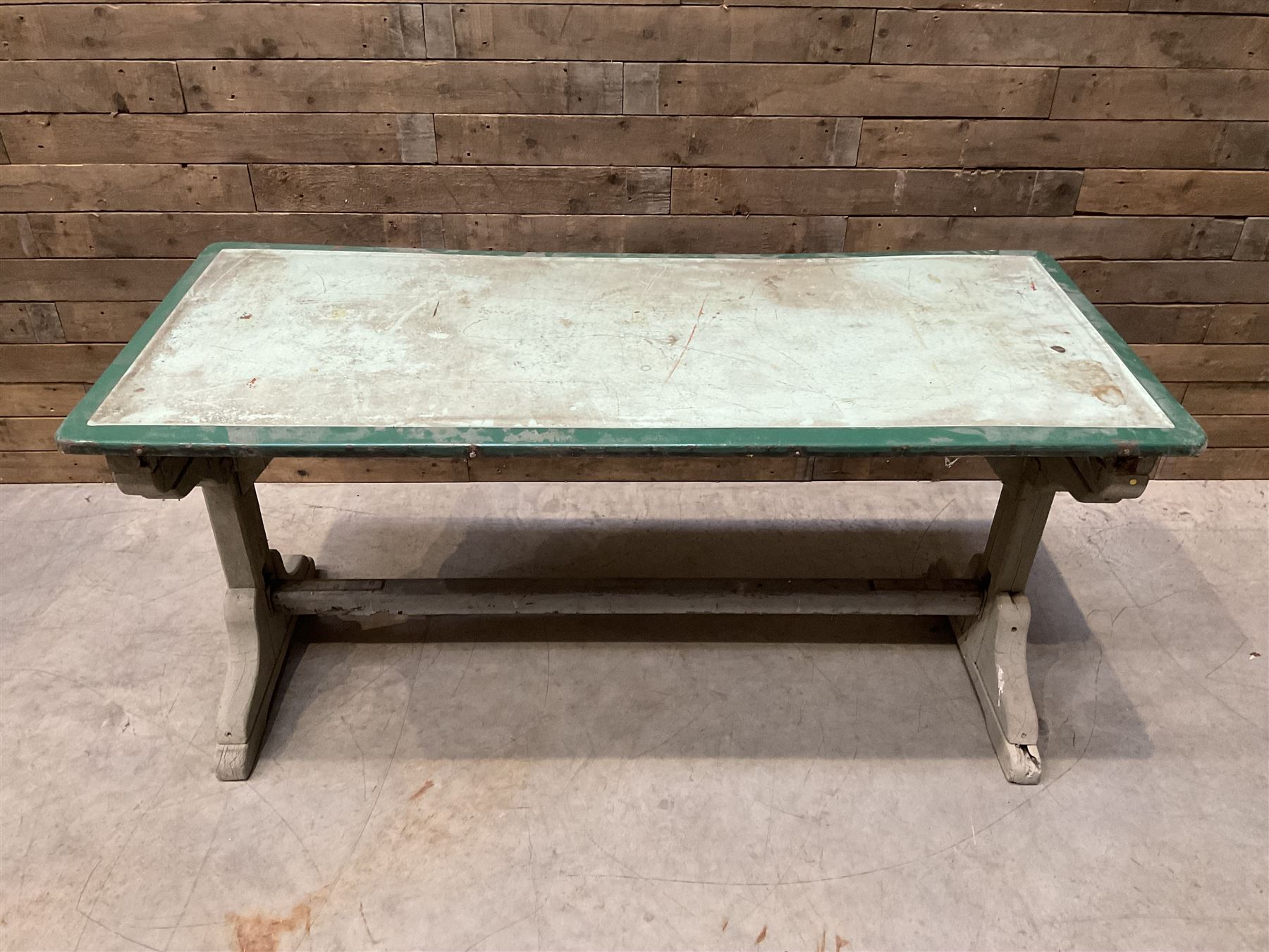 Early 20th century painted wood and enamel Military folding campaign table