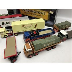 Corgi - two perspex cased 'Modern Trucks; 75202 ERF Curtainside Boddingtons and 75402 Leyland-DAF Curtainside Tate & Lyle; and nine unboxed Corgi lorries (11)
