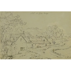 John Bird (British 1768-1829): 'Mill at Egton Bridge', pen and ink titled 12cm x 17.5cm
Provenance: exh. T B & R Jordan Fine Art Specialists Stockton on Tees 'Collection of original drawings of the North Yorkshire Moors area dated between 1800 and 1826