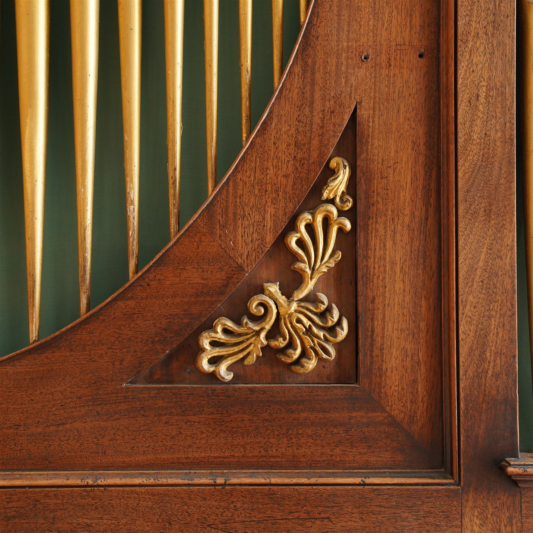 Late 18th century Chamber Organ by Thomas Elliot of London 1790.
Single manual organ, four octave keyboard with 54 keys C-f3, A=448, with Ivory naturals and ebonized sharps, makers’ name engraved on an ivory cartouche, detachable key cover, and music desk (in need of attention). With four speaking stops. Stopped Diapason, Open diapason, Principal and Fifteenth. Crank/pedal operated single rise bellows also provided with an electric blower. Original case with display pipes and candle sconces (one damaged). All pipework present: however there are some damaged pipes, cyphers, and several pipes require re-location in the soundboard, the instrument plays, but some parts of the action and blower will require attention/repair and adjustment.

Given the intricate nature of these historic instruments, specialist support will be available if required – including a professional organ builder prepared to undertake full dismantling and reassembly – to assist successful buyers with safe removal and onward handling. Price upon application.


This item has been registered for sale under section 10 of the APHA Ivory Act Reference EH8B3YPL