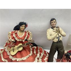 Collection of International collectors dolls to include battery operated dancing Spanish Flamenco doll, Marin Chiclana Spanish Flamenco dancer doll, Maltese and Italian examples etc