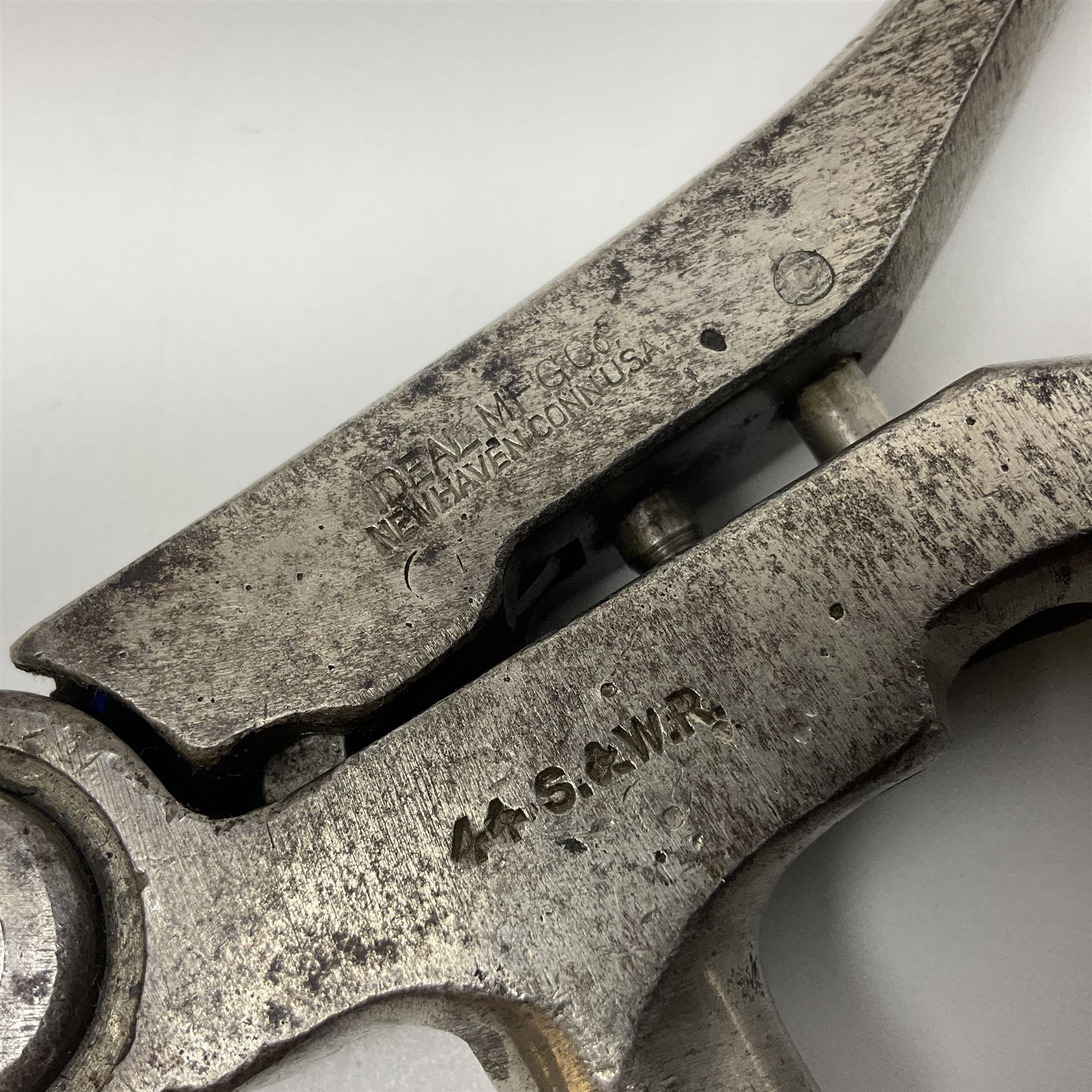 Smith & Wesson Russian .44 calibre Ideal nickel plated iron loading tool incorporating bullet mould L23cm