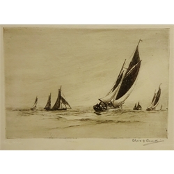  Fishing Boats off Shore, early 20th century etching signed in pencil by Charles Herbert Clark (British 1890-) with blind stamp 17cm x 24cm  