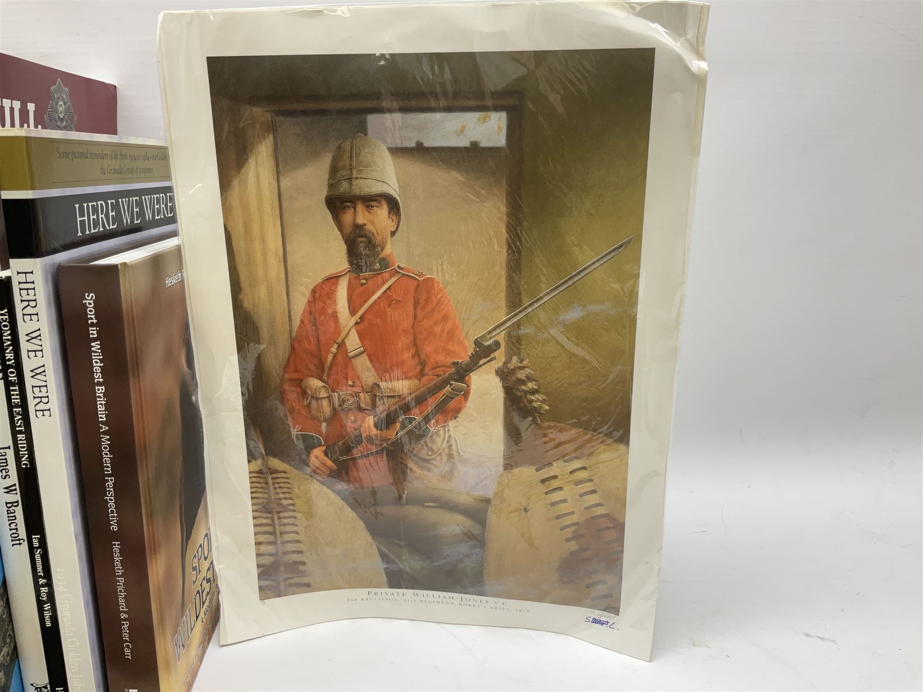 Sixteen books/booklets on guns and shooting including 1969 Holland & Holland Catalogue; two Gunmark Guides to Good Shooting; Shooters Bible 1972 etc; and small quantity of militaria books