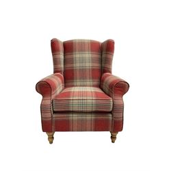 Next Home - wingback armchair, upholstered in checkered fabric